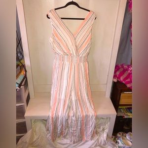 NEW BCX Jumpsuit  black white pink gray stripes XL